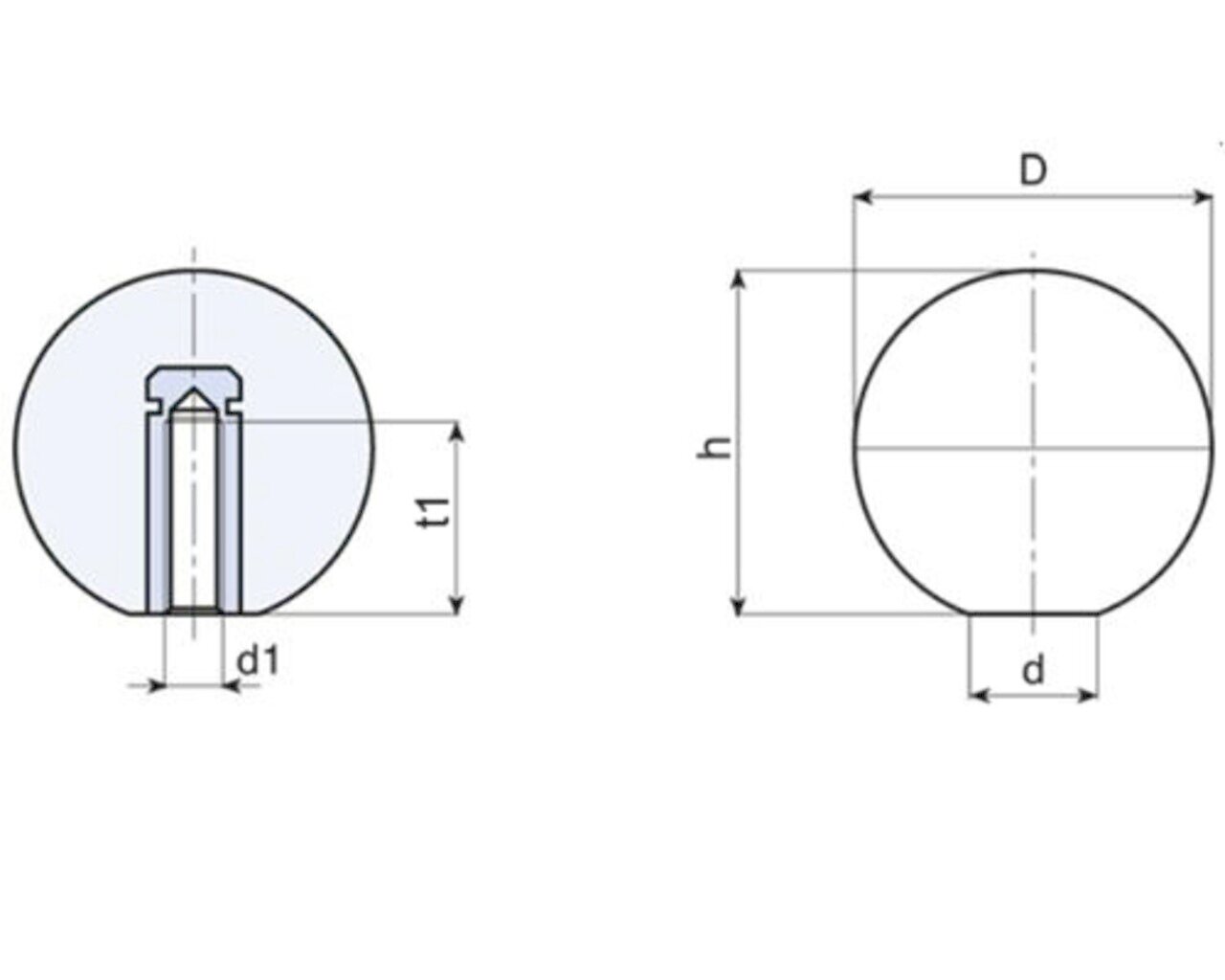 Rubber Ball Knob similar to DIN 319 E (PA6) Image 2