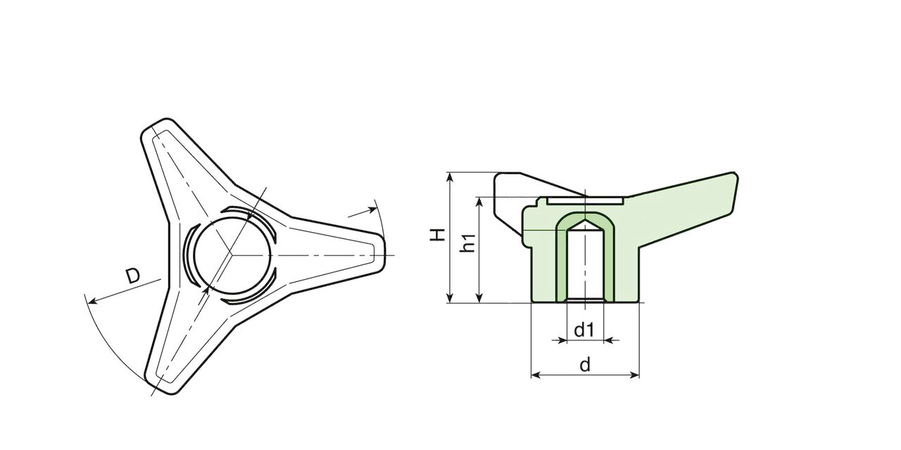 Three Lobe Knob 1762 D Image 2