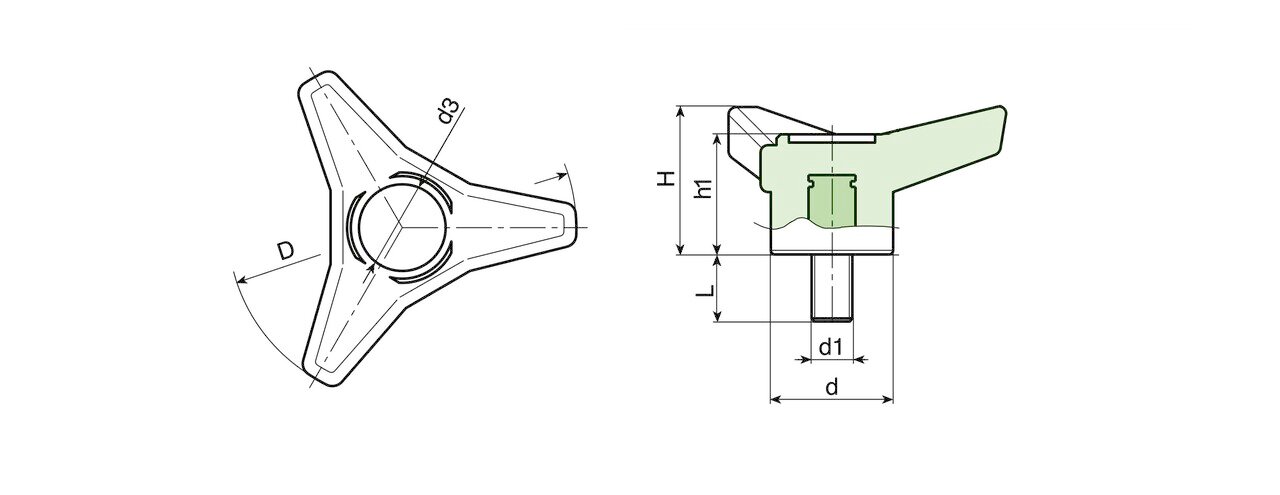 Three Lobe Knob 1764 A Image 2