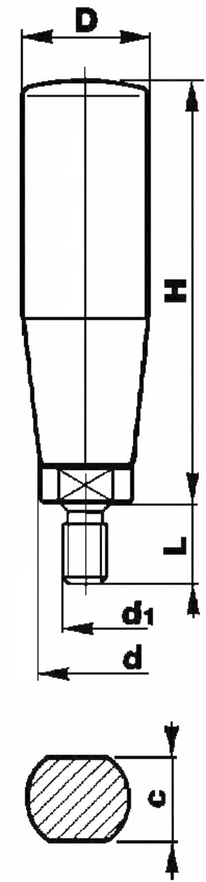 Cylindrical Handle 1145 A revolving, with hex socket head Image 2