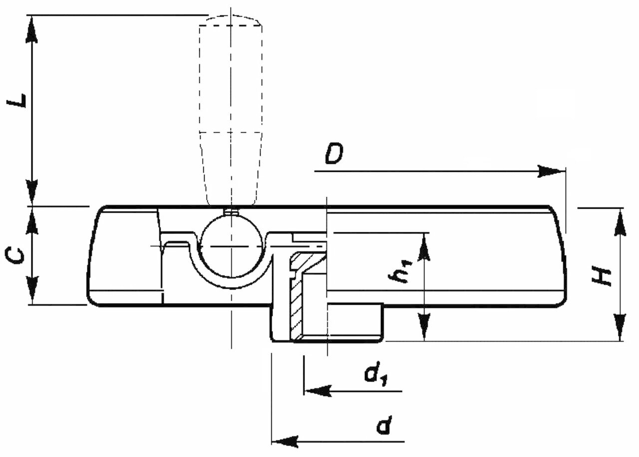 Disk Control Handwheel 1197 D with revolving handle Image 2