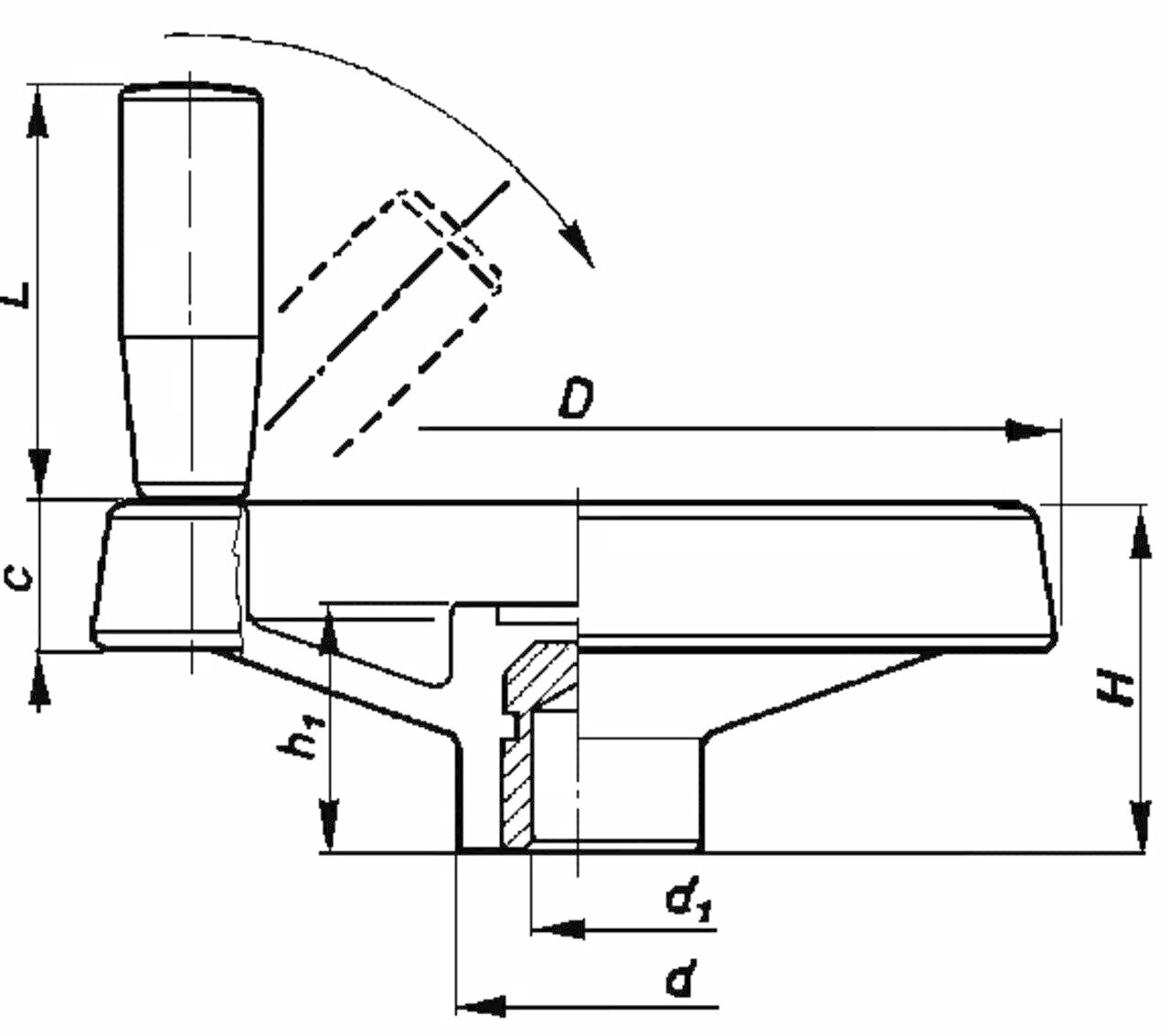 Spoke Control Handwheel 1207 D with folding handle Image 2