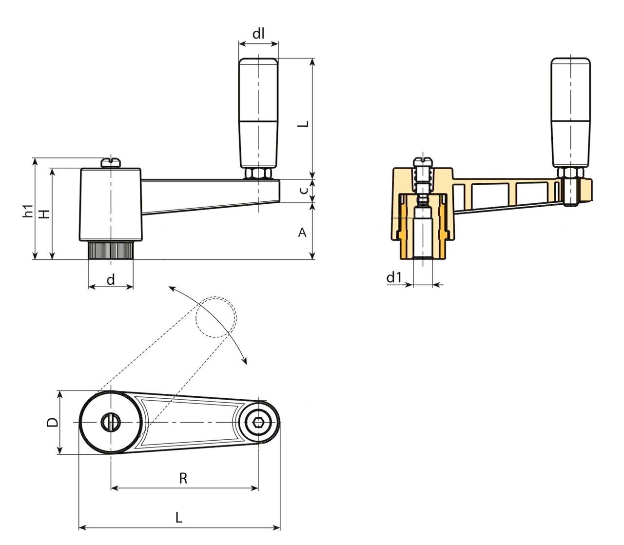 Hand Crank 1520 D adjustable, with revolving handle Image 2