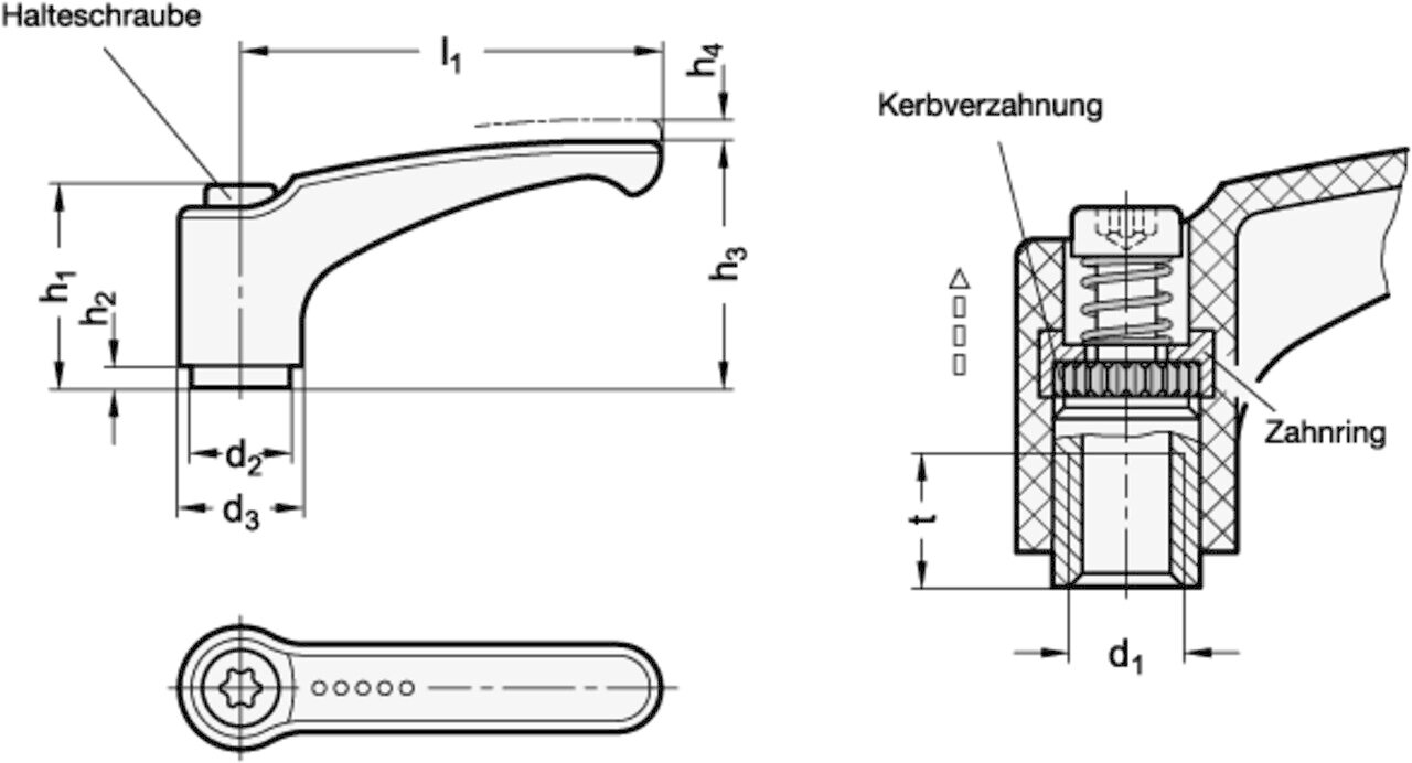 Clamping Levers  2110 B adjustable made of plastic Image 2