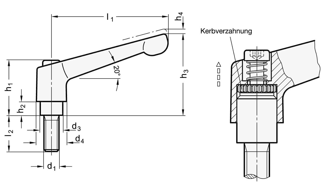 Clamping Levers 2211 A adjustable made from di-cast-zinc Image 2